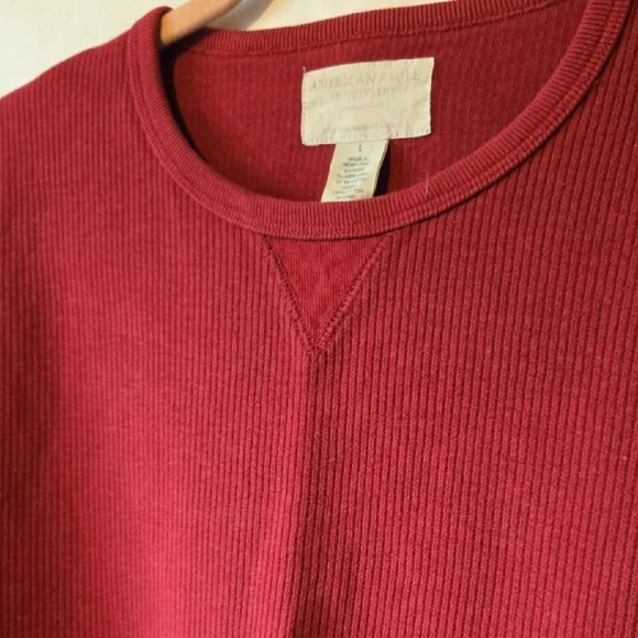 American Eagle Outfitters Vintage Y2KMens Red Ribbed Crewneck Sweater Size Large - Picture 5 of 6